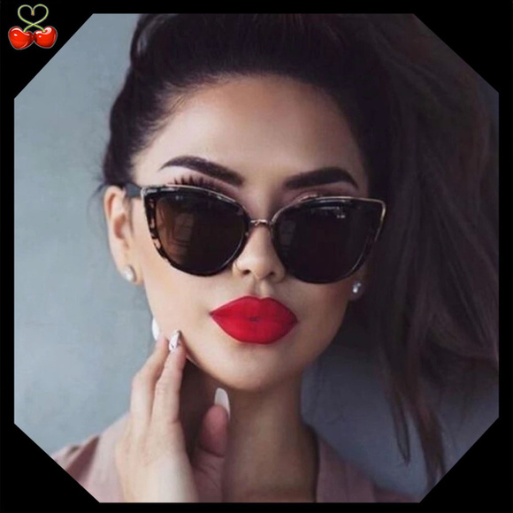 🍒 Black Leopard Retro Cat Eye 🐱 Sunglasses - Picture 13 of 14